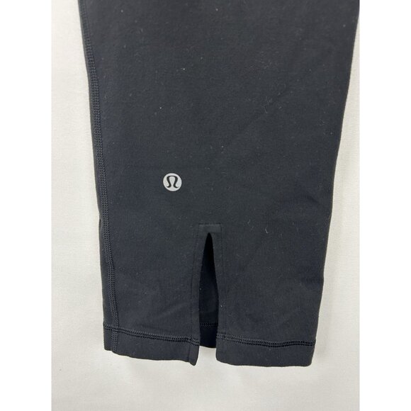 Lululemon Women’s 8 Gather & Crow Crop Pull-On Luon Athletic Panst Black Yellow - Picture 11 of 13